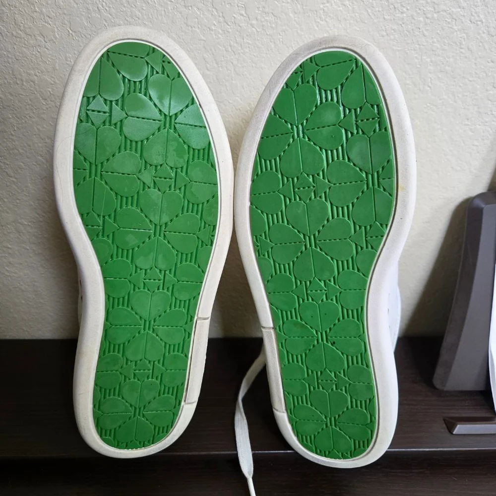 Kate Spade White Green Floral Lift Sneakers Size 9